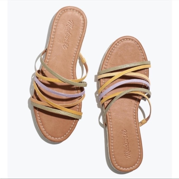 Madewell New Kathryn Espadrille Slide Strappy Sandal Snake Embossed Leather 8